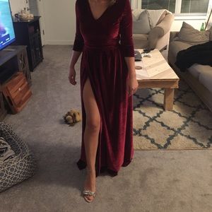 Burgundy Velvet Maxi Dress